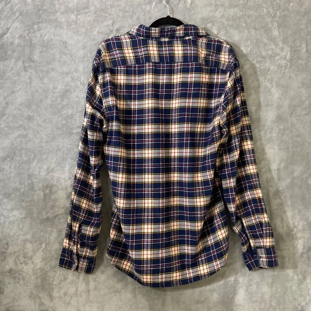 J.Crew Men's 100% Cotton Flannel Plaid  shirt men’s Large Blue/pink